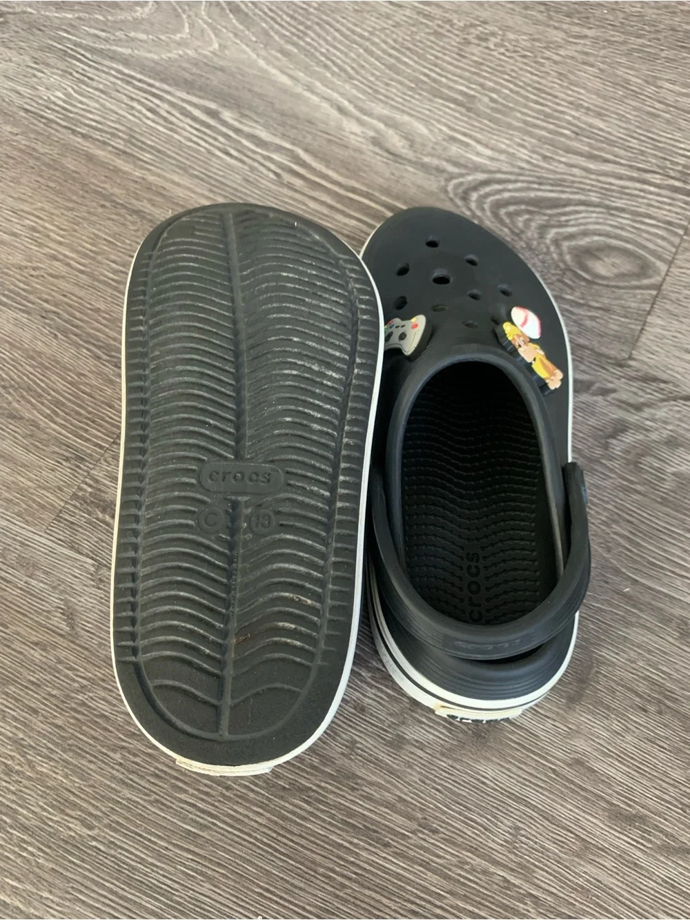 CROCS Black Kids Clogs with Colorful Jibbitz Charms
